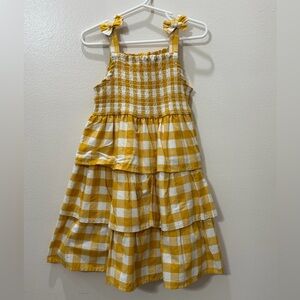 Yellow and White Checkered Kids Dress